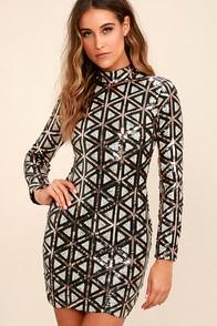 Lulus Waking Up In Vegas Rose Gold And White Sequin Dress