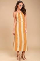 Faithfull The Brand Faithfull The Brand Tuscany Yellow Striped Midi Dress | Size X-small | Lulus