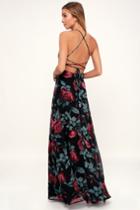 Adventure Seeker Black Rose Print Maxi Dress | Lulus