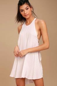 O'neill Tilly Light Beige Striped Swing Dress