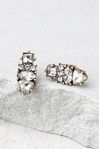 Lulus My Time Gold Rhinestone Earrings