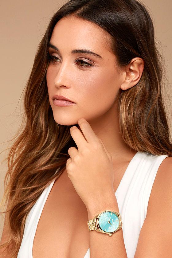 Nixon | Bullet Light Gold And Turquoise Watch | Lulus