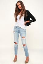 Eunina Sasha Light Blue Distressed Low-rise Skinny Jeans | Lulus
