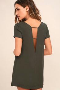 Lulus Mumbai The Way Washed Olive Green Shift Dress