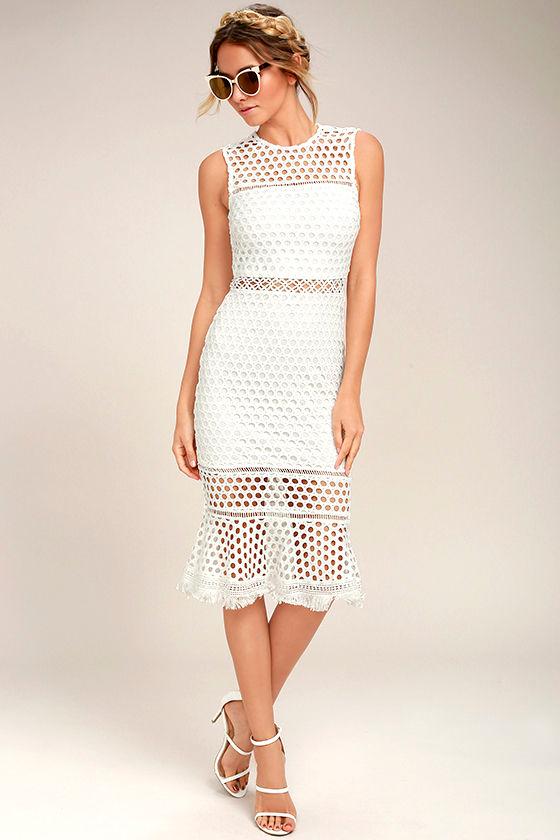 Dawn Of Love White Crochet Lace Midi Dress | Lulus