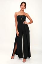 Count Me In Black Strapless Wide-leg Jumpsuit | Lulus