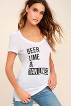 Ppla Beer Lime & Tan Lines White Tee
