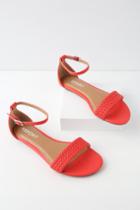 Report Leila Red Ankle Strap Sandal Heels | Lulus