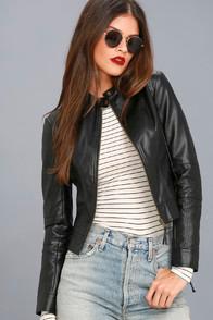 Lulus Don't Hold Back Black Vegan Leather Moto Jacket