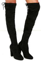 Lulus So Much Yes Black Suede Over The Knee Boots