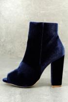Olivia Jaymes | Millie Blue Velvet Peep-toe Ankle Booties | Size 10 | Lulus
