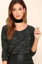 Lush Classic Collection Black Print Long Sleeve Top