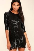 Lulus | Star Dust Black Sequin Bodycon Dress | Size X-small | 100% Polyester