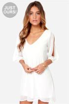 Lulus Exclusive Shifting Dears Ivory Long Sleeve Dress