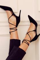 Marie Black Suede Lace-up Heels | Lulus