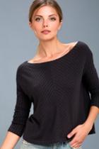 Billabong | First Glance Washed Black Sweater Top | Size Small | Lulus