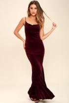 Lulus | Sorceress Burgundy Velvet Maxi Dress | Size X-small | Purple