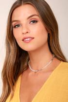 Lulus Plea To The Stars Gold And Clear Beaded Choker Necklace