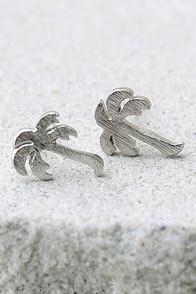 Lulus Let's Be Fronds Silver Palm Tree Earrings
