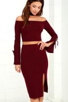Lulus Bold Move Burgundy Off-the-shoulder Two-piece Dress