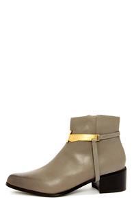 Grey City Wisdom Iron Grey Leather Harness Ankle Boots
