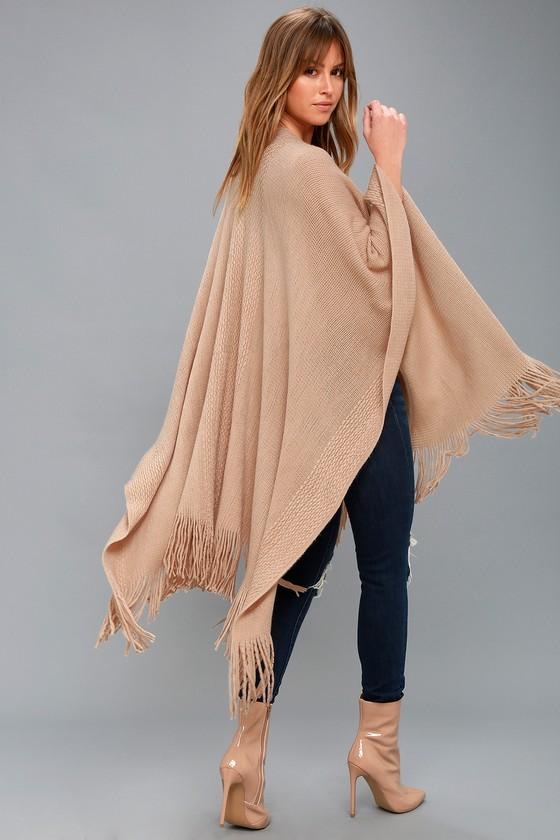 Gentle Fawn | Philippa Nude Fringe Poncho | Lulus