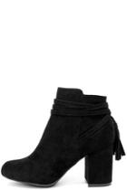 Bamboo Philipa Black Suede Ankle Booties