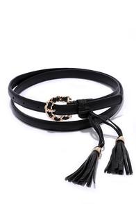 Lulu*s Southern Drawl Black Tassel Belt