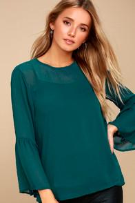 Lulus Meet Me In The City Teal Blue Long Sleeve Top