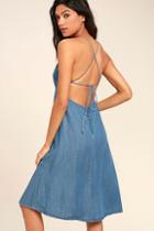 Love Stitch Monterey Bay Blue Chambray Midi Dress