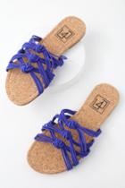 Lfl Ink Blue Knotted Slide Sandal Heels | Lulus