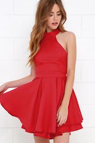 Lulus Dress Rehearsal Red Skater Dress