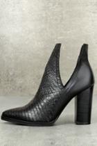 Kaanas | Merida Black Leather Snake Cutout Booties | Size 6 | Lulus