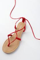 City Classified Aniyah Lipstick Red Suede Lace-up Flat Sandal Heels | Lulus