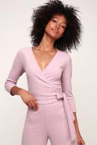 En Cloche Lavender Ribbed Wrap Top | Lulus