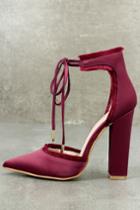 Shoe Republic La | Amalia Wine Satin Lace-up Heels | Size 10 | Red | Lulus
