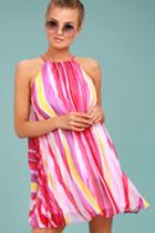 Bb Dakota | Summerlyn Fuchsia Print Swing Dress | Size Medium | Pink | 100% Polyester | Lulus