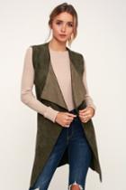 Vest With The Best Olive Green Suede Vest | Lulus