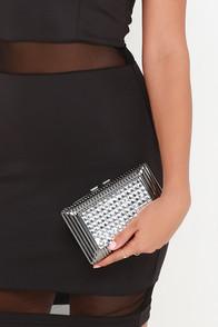 H & D She Shines Gunmetal Rhinestone Clutch
