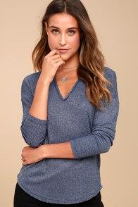Project Social T Anouk Blue Long Sleeve Top