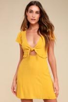 Seaport Mustard Yellow Tie-front Dress | Lulus