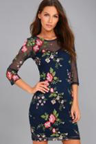 Wilhelmina Navy Blue Embroidered Dress | Lulus