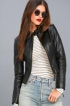 Lulus | Don't Hold Back Black Vegan Leather Moto Jacket | Size Medium | 100% Polyester | Vegan Friendly
