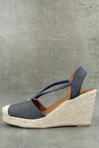 City Classified Lillou Blue Denim Espadrille Wedges