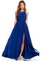 Lulus Gleam And Glide Royal Blue Maxi Dress