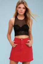 Reed Red Denim Mini Skirt | Lulus