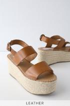 Steve Madden Cali Cognac Leather Espadrille Platform Sandal Heels | Lulus