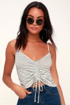 Yours And Line White And Navy Blue Striped Tank Top | Lulus