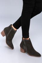 Sole Society Corinna Dark Grey Genuine Suede Leather Ankle Booties | Lulus