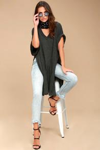 Free People City Slicker Dark Grey Tunic Top